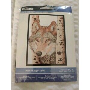 Bucilla WOLF Counted Cross Stitch Kit 5" x 7" #46445 2015 Plaid Ent.